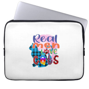 Housse Pour Ordinateur Portable Cat Art Real Men Love Cats