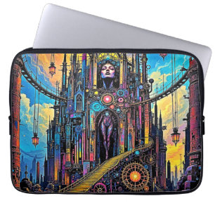 Housse Pour Ordinateur Portable Cathédrale mystique de Steampunk