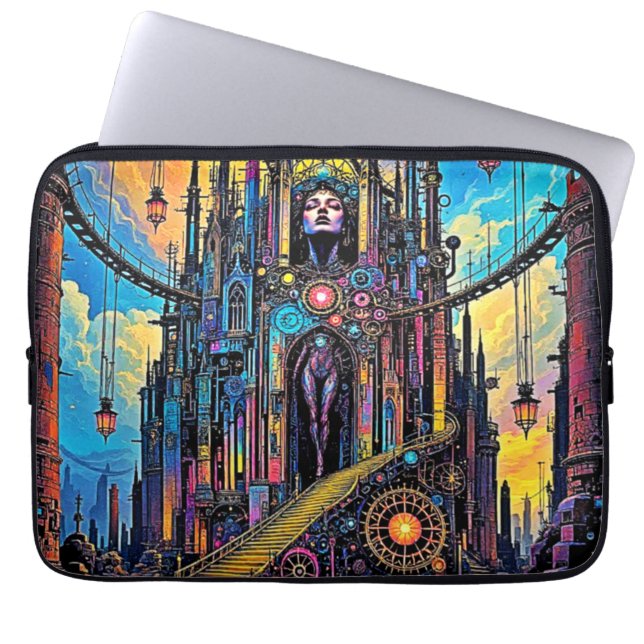 Housse Pour Ordinateur Portable Cathédrale mystique de Steampunk (Devant)