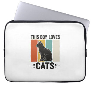 Housse Pour Ordinateur Portable Ce garçon aime les chats Design Rétro pour amateur