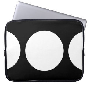 Housse Pour Ordinateur Portable Cercles blancs sur manches d'ordinateur noir