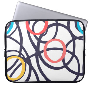 Housse Pour Ordinateur Portable Cercles Dizzy Doodle Sur Blanc