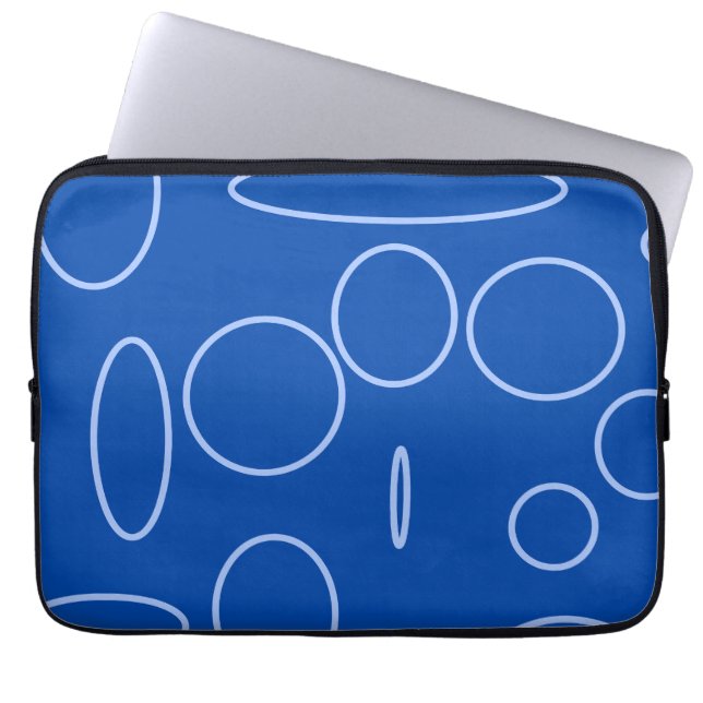 Housse Pour Ordinateur Portable Cercles et boucles sur bleu (Devant)