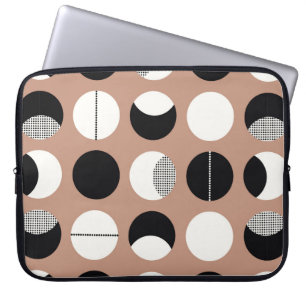 Housse Pour Ordinateur Portable Cercles noirs et blancs motif sans soudure