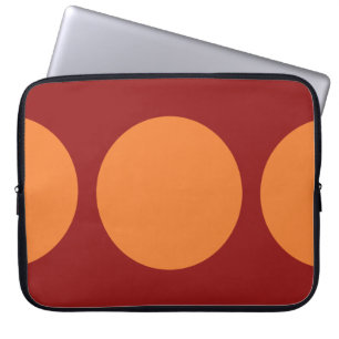 Housse Pour Ordinateur Portable Cercles orange sur rouge