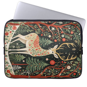 Housse Pour Ordinateur Portable Cerf de Noël de la forêt de minuit