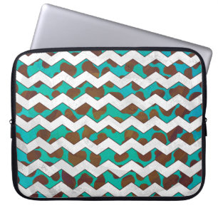 Housse Pour Ordinateur Portable Cevron Dalmatien Brown et Turquoise