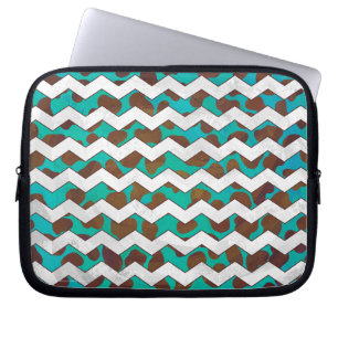 Housse Pour Ordinateur Portable Cevron Dalmatien Brown et Turquoise