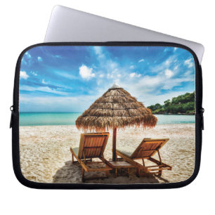 Housse Pour Ordinateur Portable Chaises longues sur la plage coussin