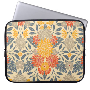 Housse Pour Ordinateur Portable Chaleureux Jaune, Orange & Bleu Floral