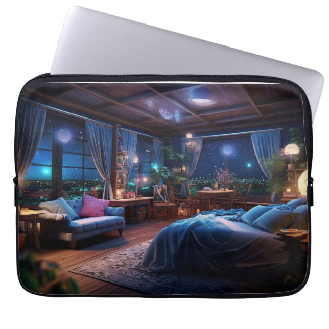 Housse Pour Ordinateur Portable Chambre de fantaisie la nuit  (Devant)