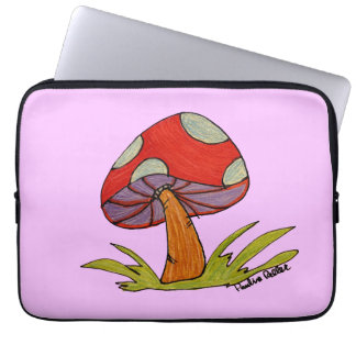 Housse Pour Ordinateur Portable Champignon rouge avec fond violet