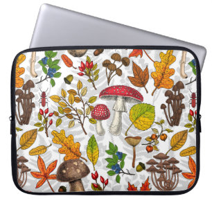 Housse Pour Ordinateur Portable Champignons d'automne, feuilles, noix et baies sur