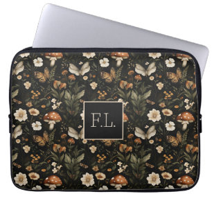 Housse Pour Ordinateur Portable Champignons et fleurs Cottagecore motif avec nom