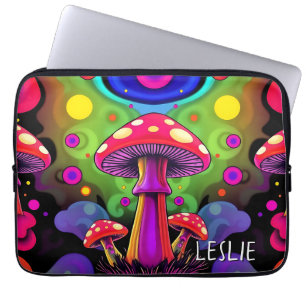 Housse Pour Ordinateur Portable Champignons Rétro Colorés Vibrants Psychedéliques