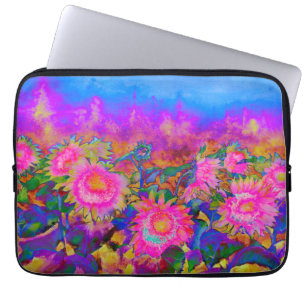 Housse Pour Ordinateur Portable Champs de tournesols - rose