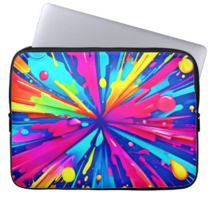 Housse Pour Ordinateur Portable Chaos coloré : Peinture Splatter Art Abstrait
