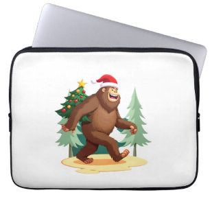 Housse Pour Ordinateur Portable Chapeau de Santa en forme de sapin de Noël Bigfoot