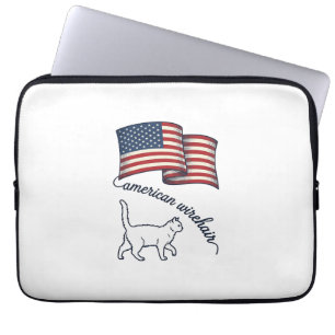 Housse Pour Ordinateur Portable Chat américain à poil dur patriotique Design vinta