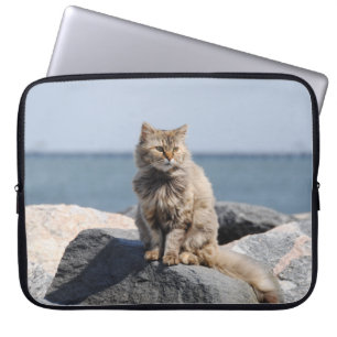 Housse Pour Ordinateur Portable Chat balayé par le vent par photo de mer