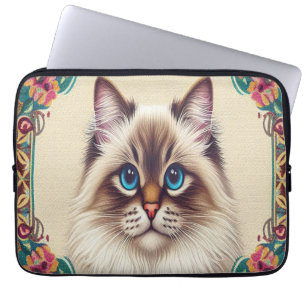 Housse Pour Ordinateur Portable Chat Birman Décoratif Bordure encadrée colorée