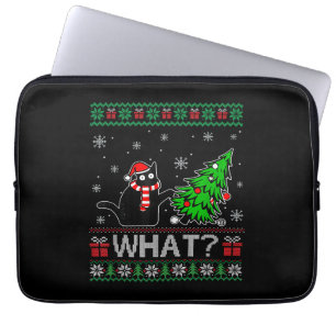 Housse Pour Ordinateur Portable Chat Ce Chat Noir Drôle Poussant Arbre De Noël
