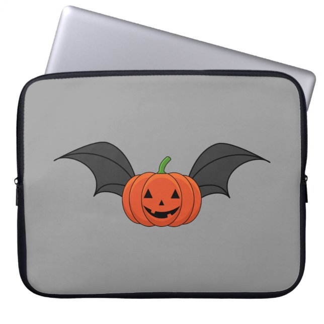Housse Pour Ordinateur Portable Chat Citrouille d'Halloween (Devant)