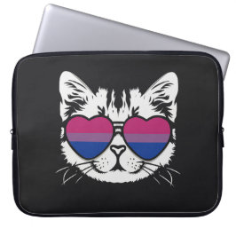 Housse Pour Ordinateur Portable Chat cool Avec Lunettes De Drapeau Bisexuel