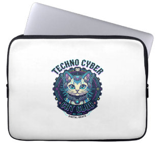 Housse Pour Ordinateur Portable Chat Cyber Techno Drôle Conception Amateur de Chat