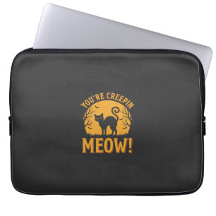 Housse Pour Ordinateur Portable Chat d'Halloween Tu me fais peur Miaou