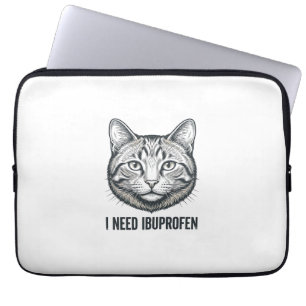 Housse Pour Ordinateur Portable Chat drôle Ibuprofène Dessin de gravure vintage_1
