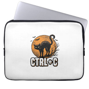 Housse Pour Ordinateur Portable Chat effrayant CTRL C Conception vectorielle Hallo