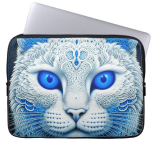 Housse Pour Ordinateur Portable Chat Mystique Blanc Art AI Éthéré