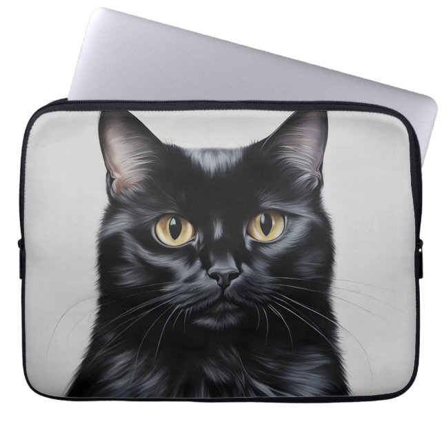 Housse Pour Ordinateur Portable Chat noir (Devant)