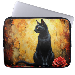 Housse Pour Ordinateur Portable Chat noir élégant