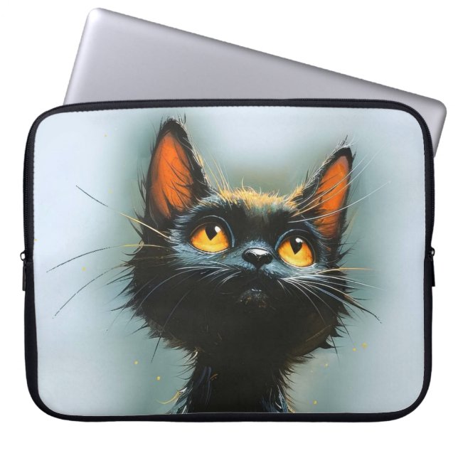 Housse Pour Ordinateur Portable Chat noir enchanté (Devant)