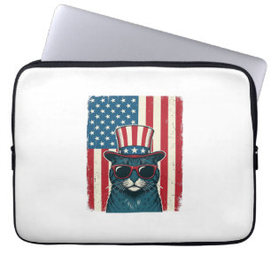 Housse Pour Ordinateur Portable Chat Patriotique Drapeau Gravure Vintage Design de