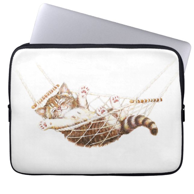 Housse Pour Ordinateur Portable Chaton mignon dans l'hamac (Devant)