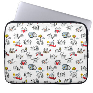 Housse Pour Ordinateur Portable Chats amusants, lait et magie.
