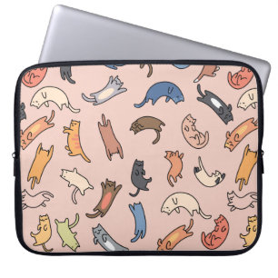 Housse Pour Ordinateur Portable Chats de gribouillis motifs sans couture, illustra