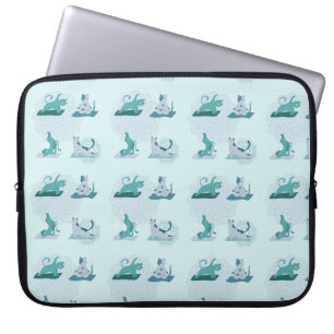 Housse Pour Ordinateur Portable Chats de yoga vert