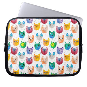 Housse Pour Ordinateur Portable Chats et amis à l'aquarelle
