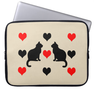Housse Pour Ordinateur Portable Chats et motifs de coeur