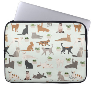 Housse Pour Ordinateur Portable Chats mignons et Plantes de maison