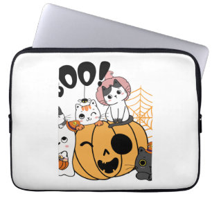 Housse Pour Ordinateur Portable Chats S'Amusant Sur Sticker Halloween