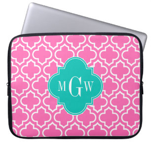 Housse Pour Ordinateur Portable Chaud Rose Blanc Marocain #6 Turquoise 3 Monogramm