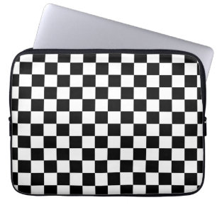 Housse Pour Ordinateur Portable Check Black White Checkered Pattern