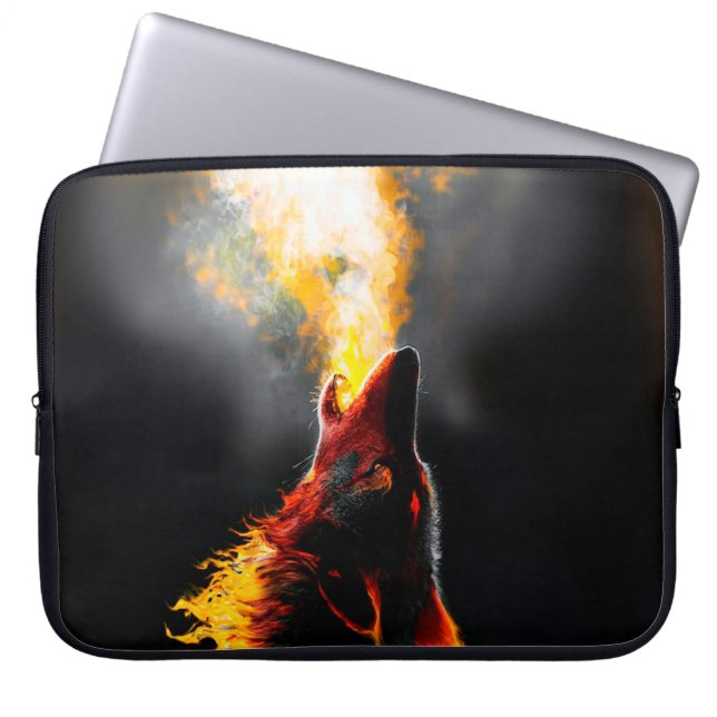 Housse Pour Ordinateur Portable Chef du loup-feu agressif (Devant)