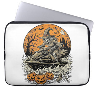 Housse Pour Ordinateur Portable Chemise de jet ski Halloween sorcière squelette vi