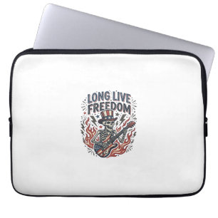 Housse Pour Ordinateur Portable Chemise de rockeur squelette patriotique Vive la l